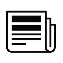 a simple black and white line art illustration depicts a document with horizontal lines and a paperclip attached to its side