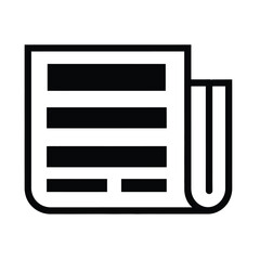 a simple black and white icon depicting a document with horizontal lines and a folded corner is displayed high quality professional