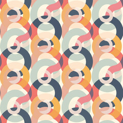Minimalistic circles seamless geometric pattern, overlapping soft rings