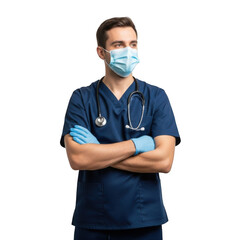Doctor wearing mask and gloves, isolated on transparent background isolated on transparent background