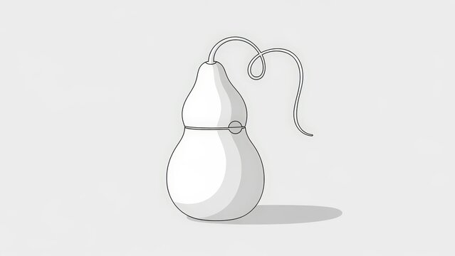 Simple Line Art Drawing of a Gourd with a String Tied Around It.