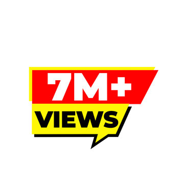 7M Views PNG, Red Trending Counter Design, Viral Audience Badge, Viewer Reach Label, Engagement Sticker Graphic, Modern Reach Design