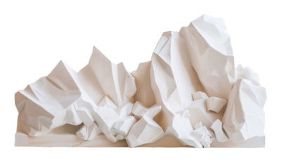 This artwork features a polygon sculpture with distinct sharp edges and varying surfaces. The sculpture is cut out on a transparent background, emphasizing its geometric form