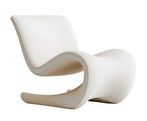 A lounge chair featuring a smooth, modern design that highlights its unique curves. This chair is isolated on a transparent background, perfect for design use