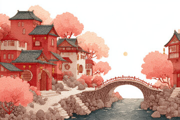 peaceful chinese countryside festive mood