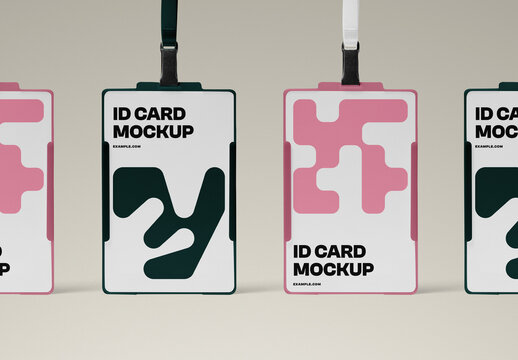Four ID Cards PSD Mockup