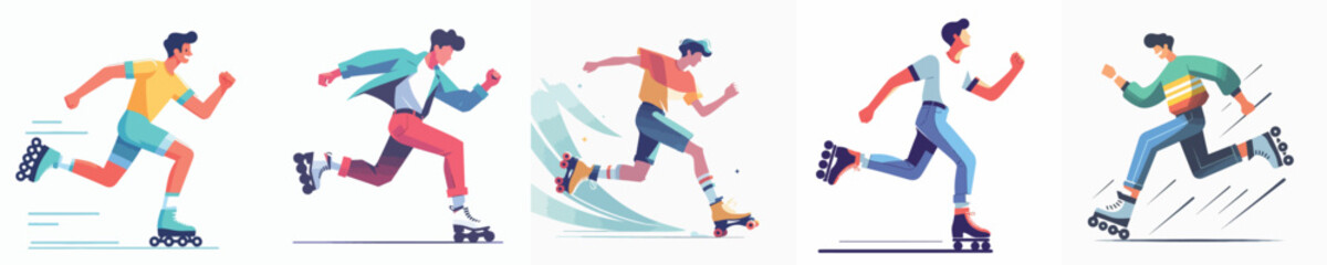 Abstract colorful background illustration featuring a vector of an athlete in action during skating game