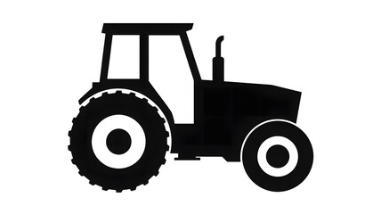 Fototapeta premium Simple black silhouette icon of a farm tractor for agricultural themes and designs