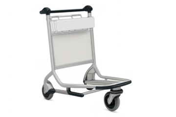 Airport luggage trolley with blank advertising space