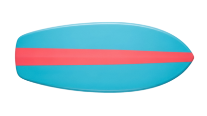 Isolated blue surfboard with coral stripe for water sport equipment illustration