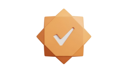 Isolated checkmark on square shape, symbolic for completion, success, and task management