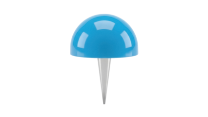 Isolated Blue Pushpin, Tacking Notice. Push Pin or Thumb Tack, Bulletin Board, Memo Board