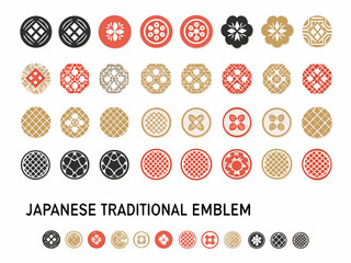 Collection of intricate japanese traditional circular emblems and patterns showcased