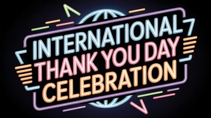 International thank you day celebration neon sign