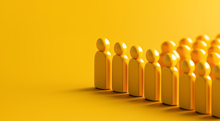 Yellow people crowd community social network unity team 3d render group population organization