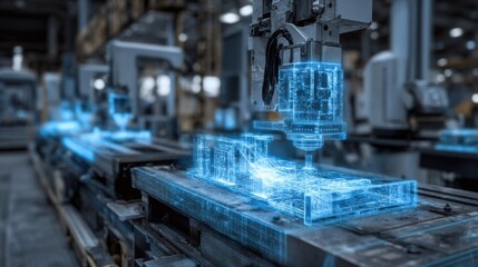 Medium shot featuring predictive machine learning models processing historical metal data to forecast potential weaknesses before manufacturing.