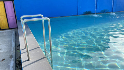 Obraz premium Modern Stainless Steel Pool Handrails