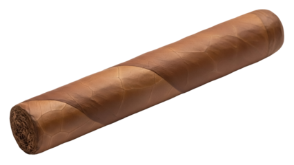 Isolated macro studio shot of brown-wrapped cigar against neutral backdrop, smoke break