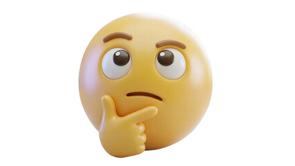 Fototapeta premium Thinking emoji with hand on chin