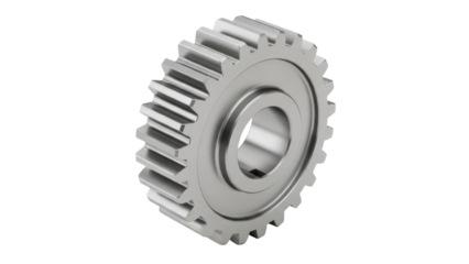 Isolated Metal Gear on Plain Backdrop, Industrial Mechanical Component with Central Hole
