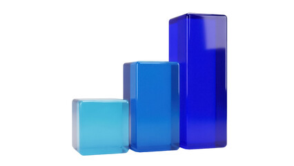 Isolated increase in three dimensional blue blocks showing growing trends, growth and progress