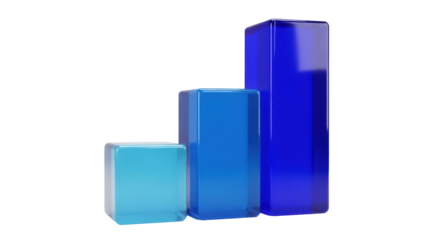 Isolated increase in three dimensional blue blocks showing growing trends, growth and progress
