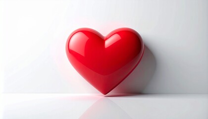 Red glossy heart shape on white background
