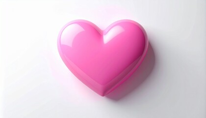 Fototapeta premium Pink 3D heart, glossy surface, isolated on white background