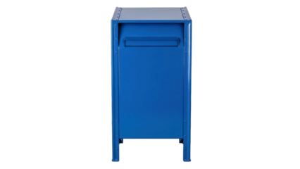 Isolated Blue Residential Mailbox, Postal Delivery and Collection of Letters and Parcels