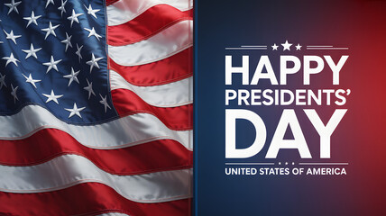 Happy presidents' day celebration with the american flag waving proudly