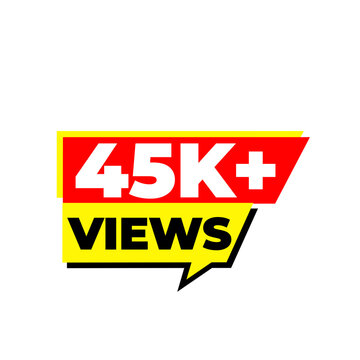 45K Views PNG, Red Viewer Growth Counter, Viral Reach Badge, Audience Trend Label, Digital Media Sticker, Online Popularity Graphic