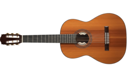 Isolated classical guitar music instrument for musician practice and acoustic performance