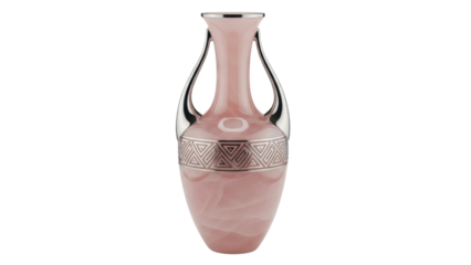 Isolated elegant pale pink and silver vase for flowers adds style and beauty to interiors