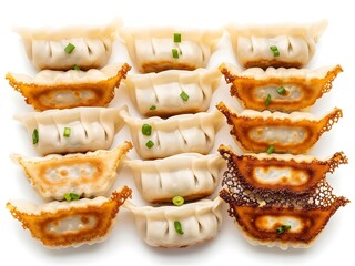 Assorted Dumplings on White Background