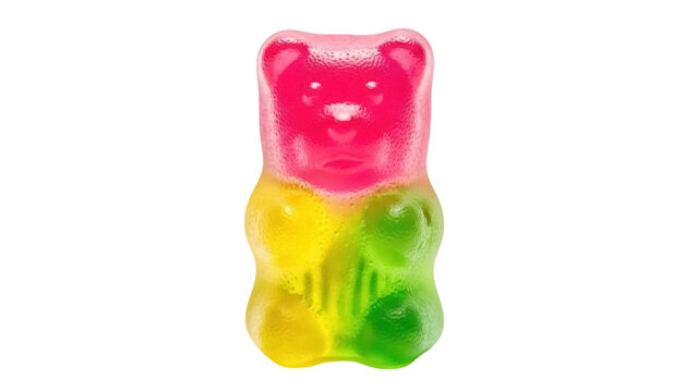 Isolated multicolored gummy bear candy on a sweet sugar confection for a fun treat - Powered by Adobe