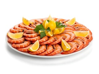 Platter of Peeled and Deveined Shrimp with Lemon Wedges