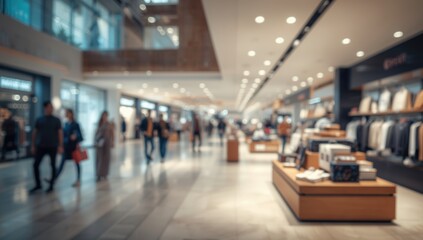 Out-of-focus store interior within a shopping mall used for commercial space planning