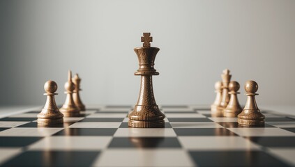 Wooden chess stand positioned on the playing board, highlighting traditional craftsmanship and game setup, International Chess Day