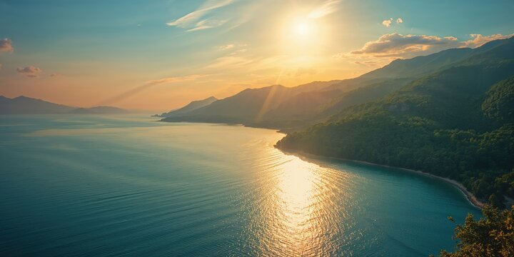 Water reservoir located close to Alushta in Crimea, regional resource storage