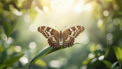 Naklejka premium Close-up of a giant owl butterfly with detailed wing patterns, suitable for nature study backgrounds