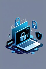 A simple illustration of a laptop with locks indicates that your personal data is protected.