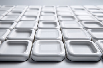 Seamless white gel tile grid pattern with gentle height shifts, minimalist surface