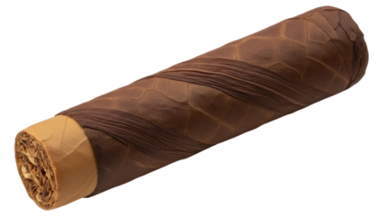 Isolated brown tobacco cigar roll, unique reptile skin pattern, luxurious smoker product