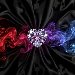 fractal flower background Crystal heart on black background 