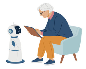 Senior Using AI Assistant for Daily Tasks