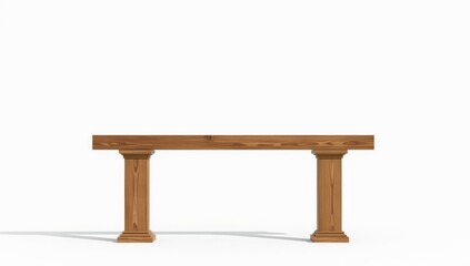 A pair of wooden columns supporting a horizontal beam, illustrating building framework