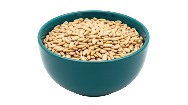 Isolated bowl full of pine nuts for healthy snack or ingredient in recipes and cooking