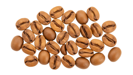 Isolated roasted coffee beans, high-quality Arabica, natural fresh ingredients for delicious drink