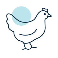 White Chicken Hen Minimal Line Icon