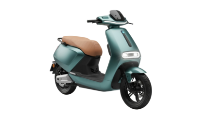 Isolated modern urban electric moped. Environmentally-friendly two-wheeled transportation system